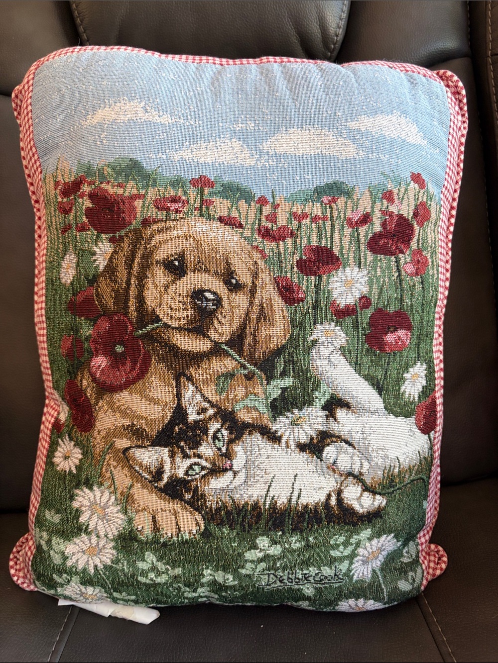 Pillow with Dog & Cat